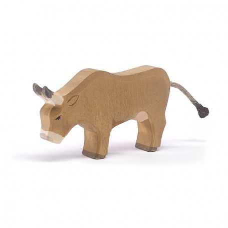 Figura legno mucca alpeggio che bruca - Ostheimer