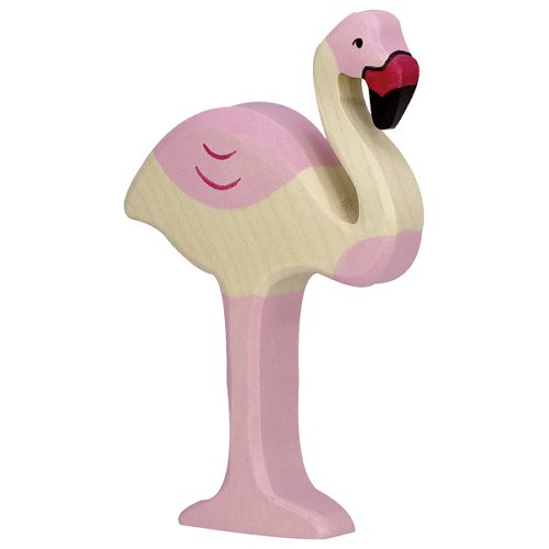 Figura legno fenicottero rosa - Holztiger