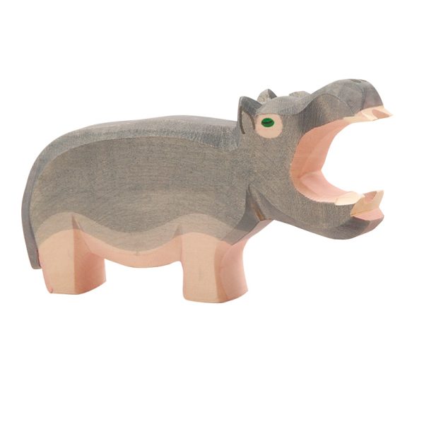 Figura legno Ippopotamo bocca spalancata - Ostheimer