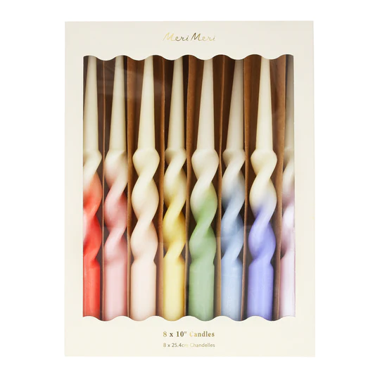 Set candele da tavolo Rainbow Twisted MeriMeri