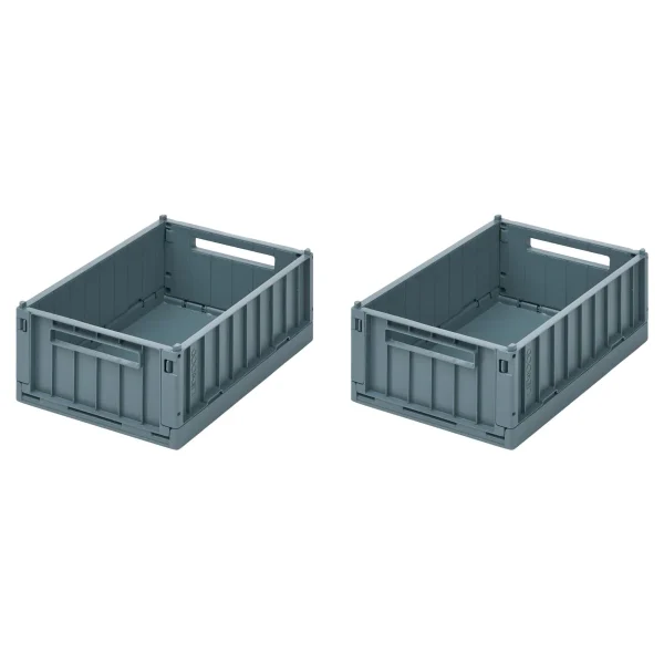 Set 2 contenitori giochi impilabili M Whale blue LIEWOOD
