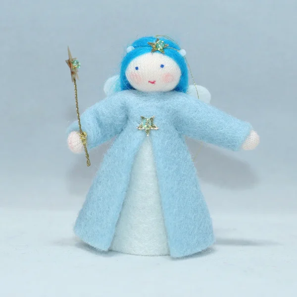 Figura Waldorf Fata blu da appendere Ambro-dolls