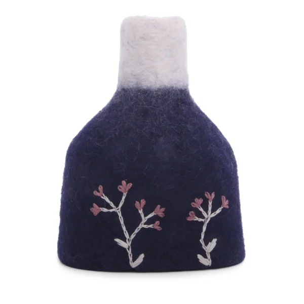 Vaso in feltro ricamato blu GRY & SIF