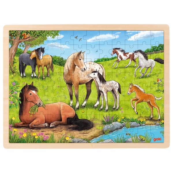 Puzzle legno Estate al recinto dei cavalli Goki
