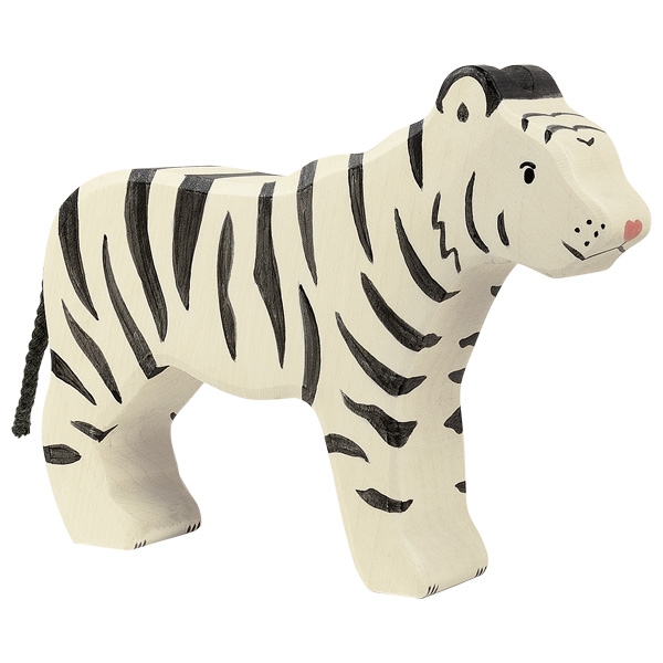 Figura legno tigre bianca grande - Holztiger