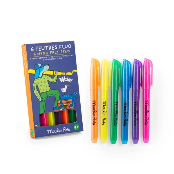 6 Pennarelli fluorescenti Les Loufoques Moulin Roty
